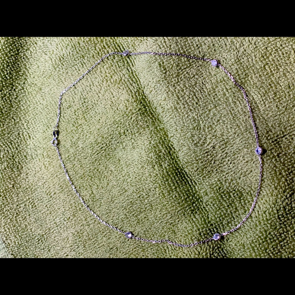 Silver choker necklace with glass beads